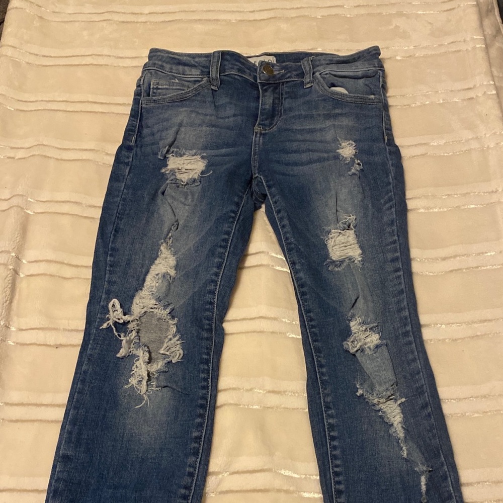 Blue ripped jeans